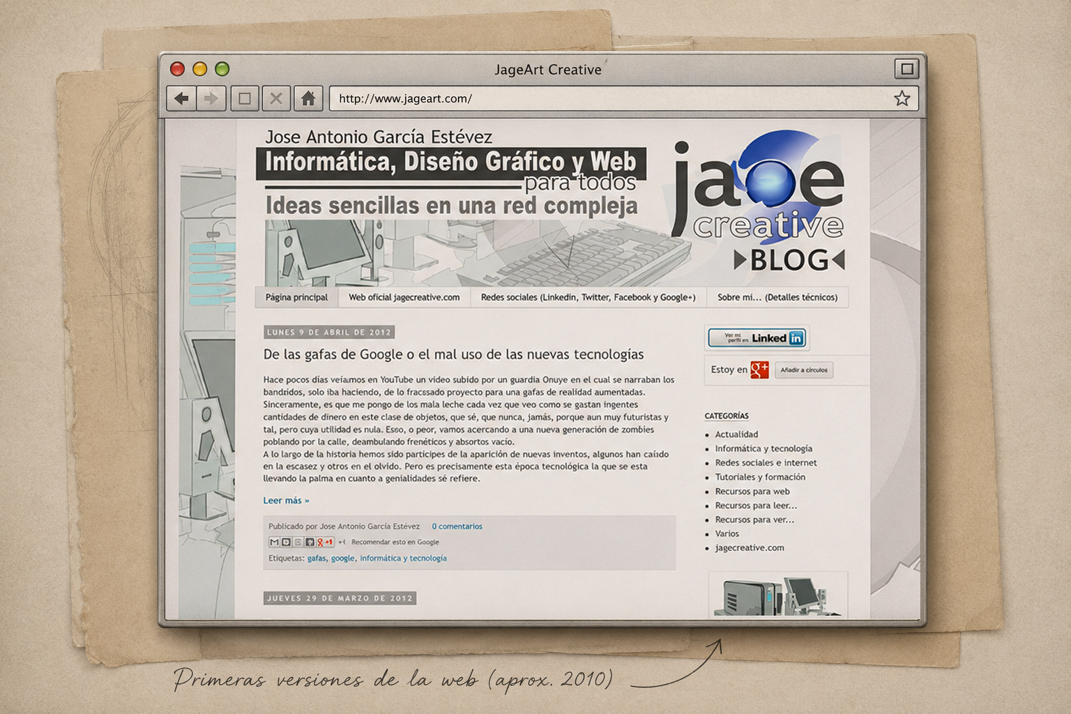 Una de las primeras versiones del blog de JageCreative