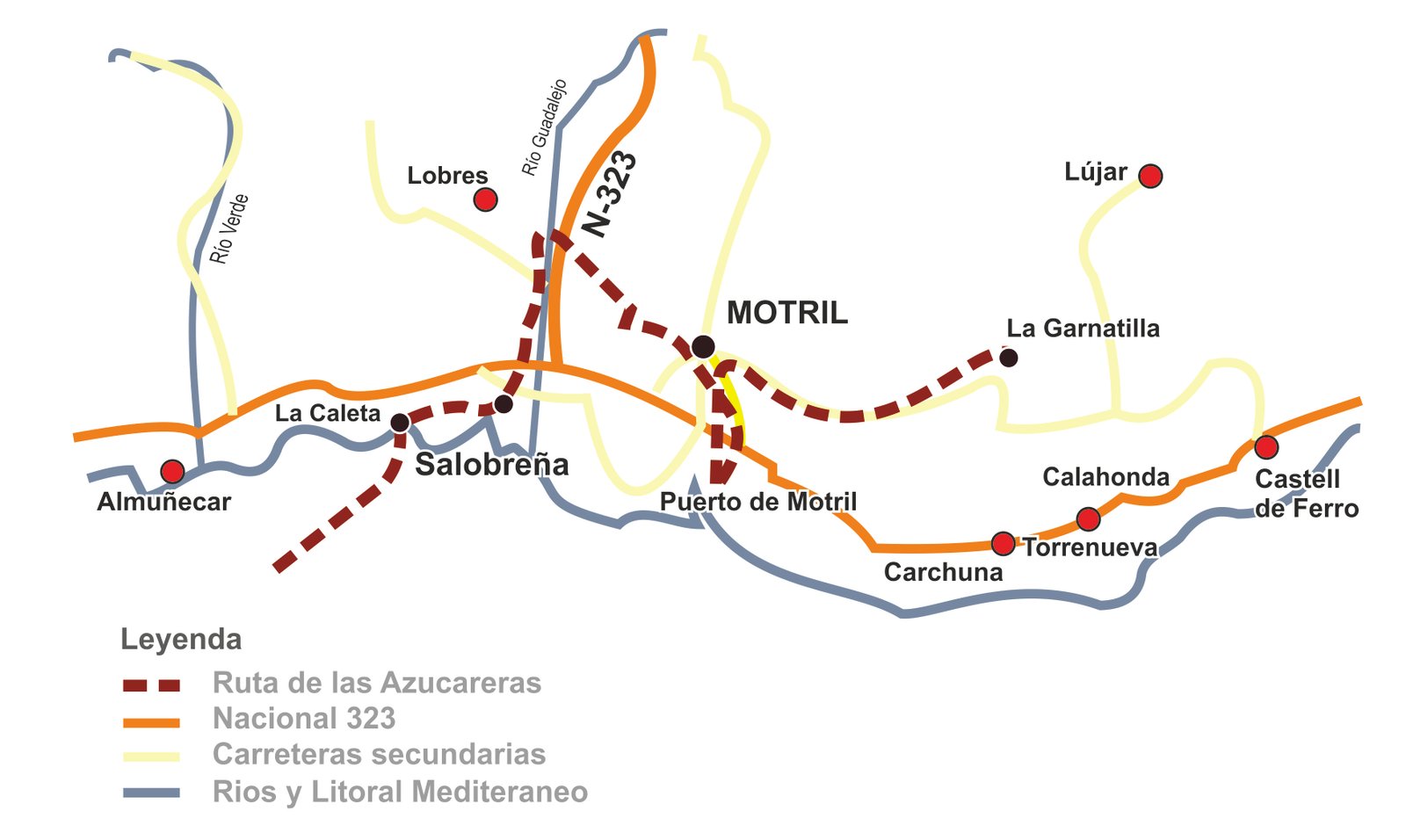 Mapa histórico de la Ruta de las Azucareras